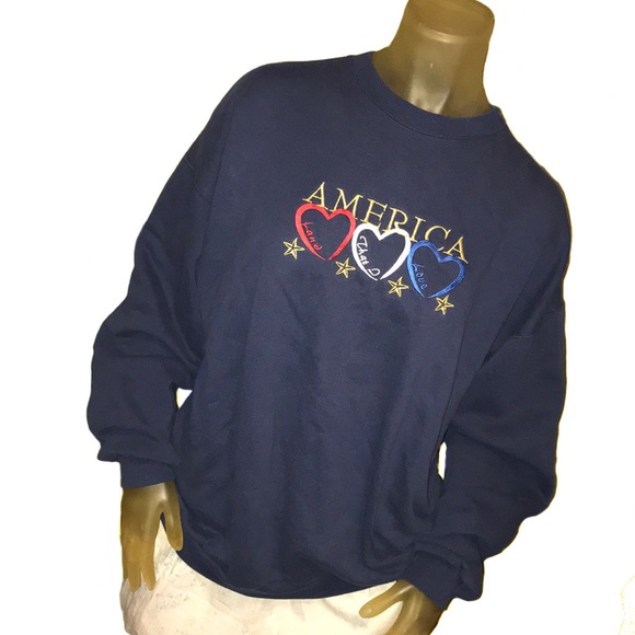Vintage Tops - Vintage America Land That I Love Sweatshirt USA